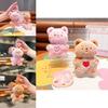 Adorable Creamy Bear Plush Keychain Cute Key Holder In Brown And Pink Colors