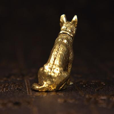 1/2 Pièces Laiton Chien Fortune Chance Petit Ornement Bronze Chinois Figurine de Bureau Cuivre Loup Animal de Compagnie à Thé Décoration de Maison