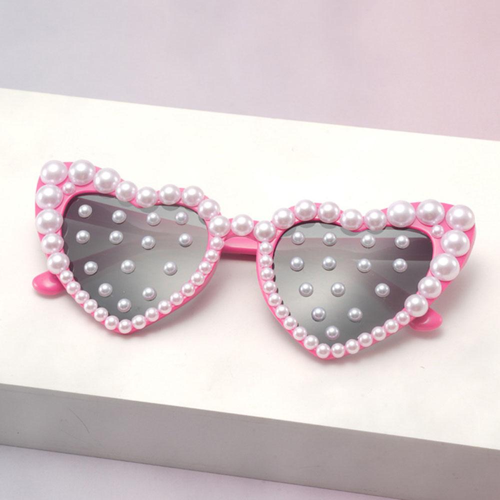 Fashion Sunglasses Fashionable Love Pearl Sunglasses Heart Shaped Sunglasses Anti-Ultraviolet For Party Cycling Outdoor Sports