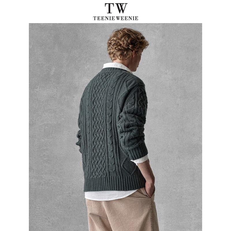 Teenie Weenie Men's Retro Cable Knit Wool Blend Sweater