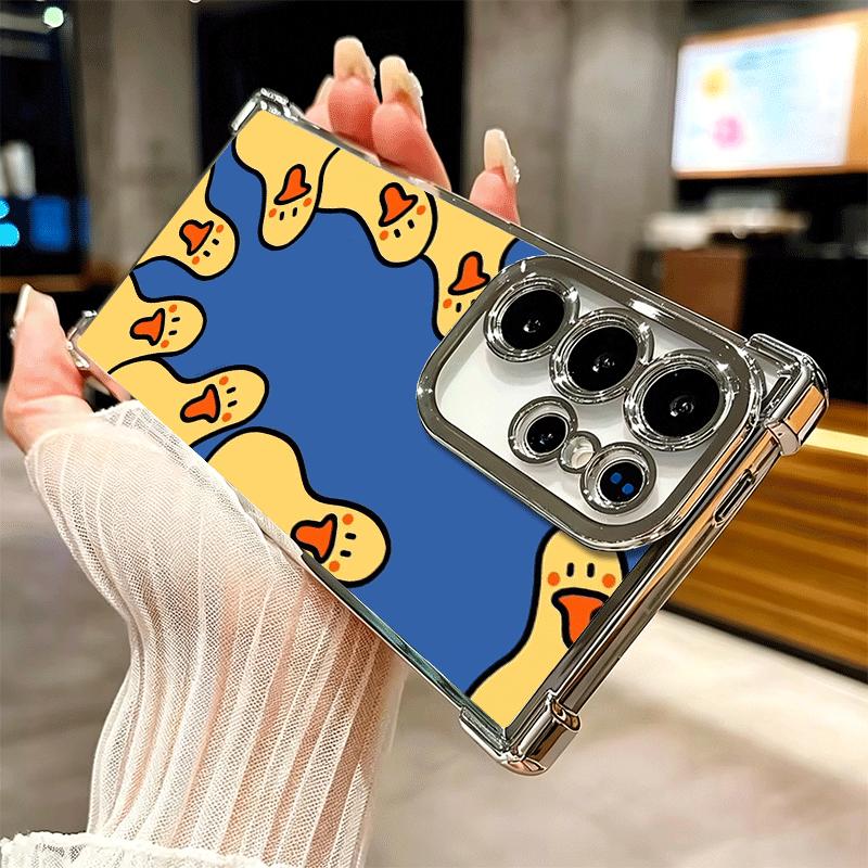 Cartoon Cute Duck Soft Phone Case For Samsung Galaxy S26 Ultra S25 Edge S24 FE S23 Plus S22 S21 + S20 Plating Anti-Fall Fundas