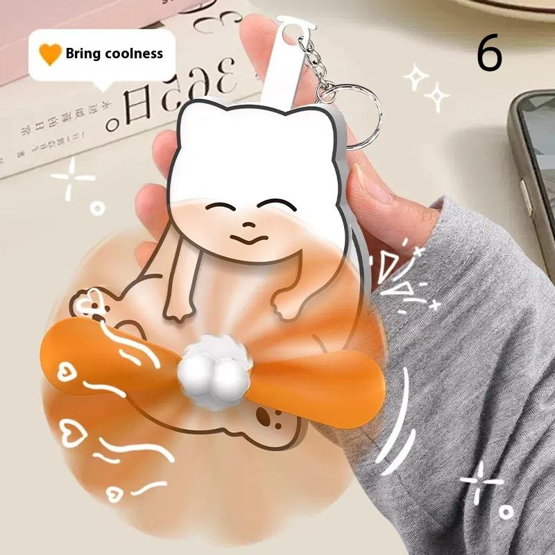 Cartoon Capybara Panda Hand-Pressed Hand-Cranked Small Fan Dormitory Mini Student Portable Hand-Held Manual Small Summer Fan