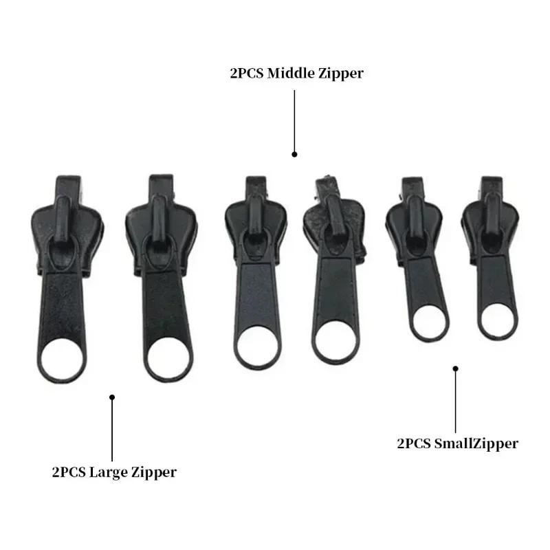 5/6pc Zippers Repair Kit Universal Instant Zipper Repair Replacement Zipper Sliding Teeth Rescue Zipper Head For 3 Different Siz