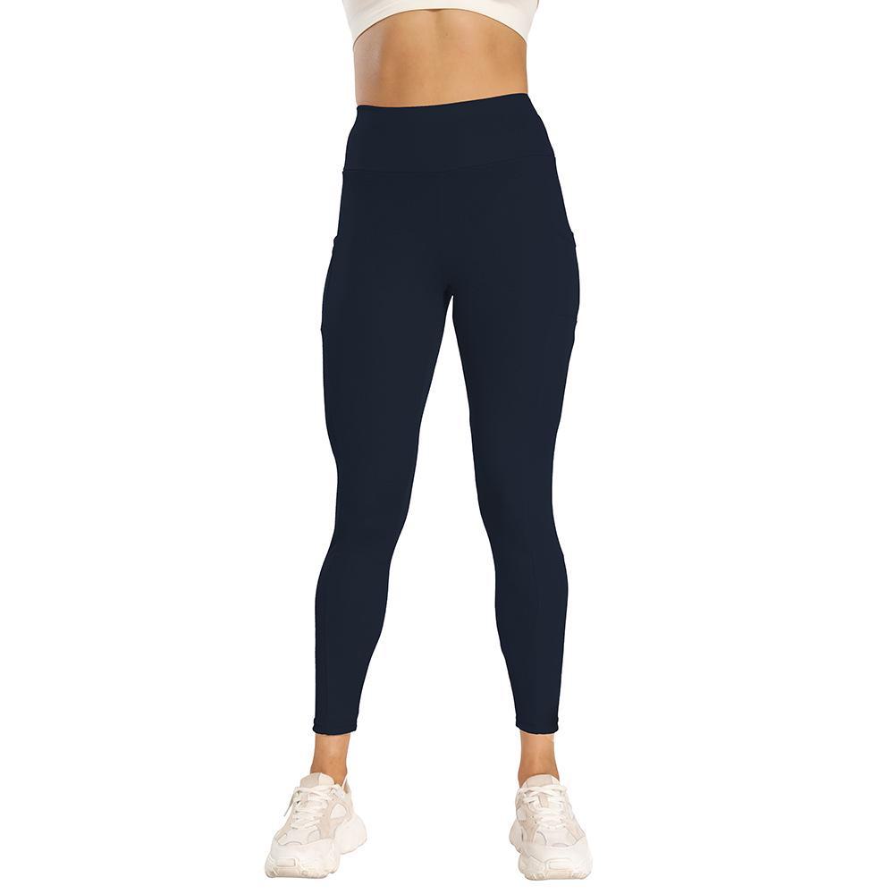 European & American Athletic Yoga Leggings with Pockets - High-Waisted, Hip-Lifting, Ideal for Fitness & Running.