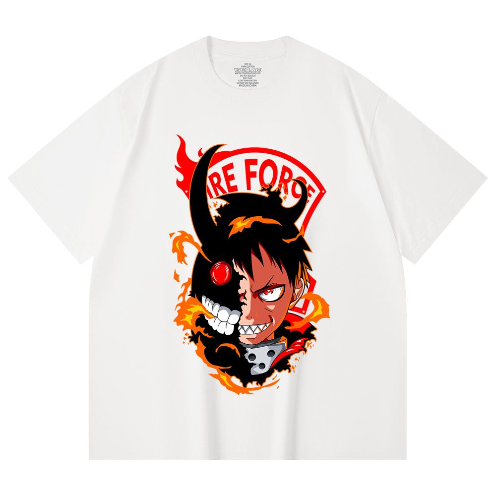 230 Gsm 100% Cotton Fire Force V1 Shinra Print Unisex Heavy Cotton T Shirt