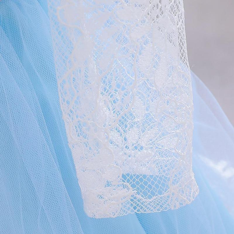 Vestidos para meninas, vestidos de festa e casamento para meninas recém-nascidas, manga comprida, vestidos de renda com laço grande, vestido de princesa para primeiro aniversário de menina