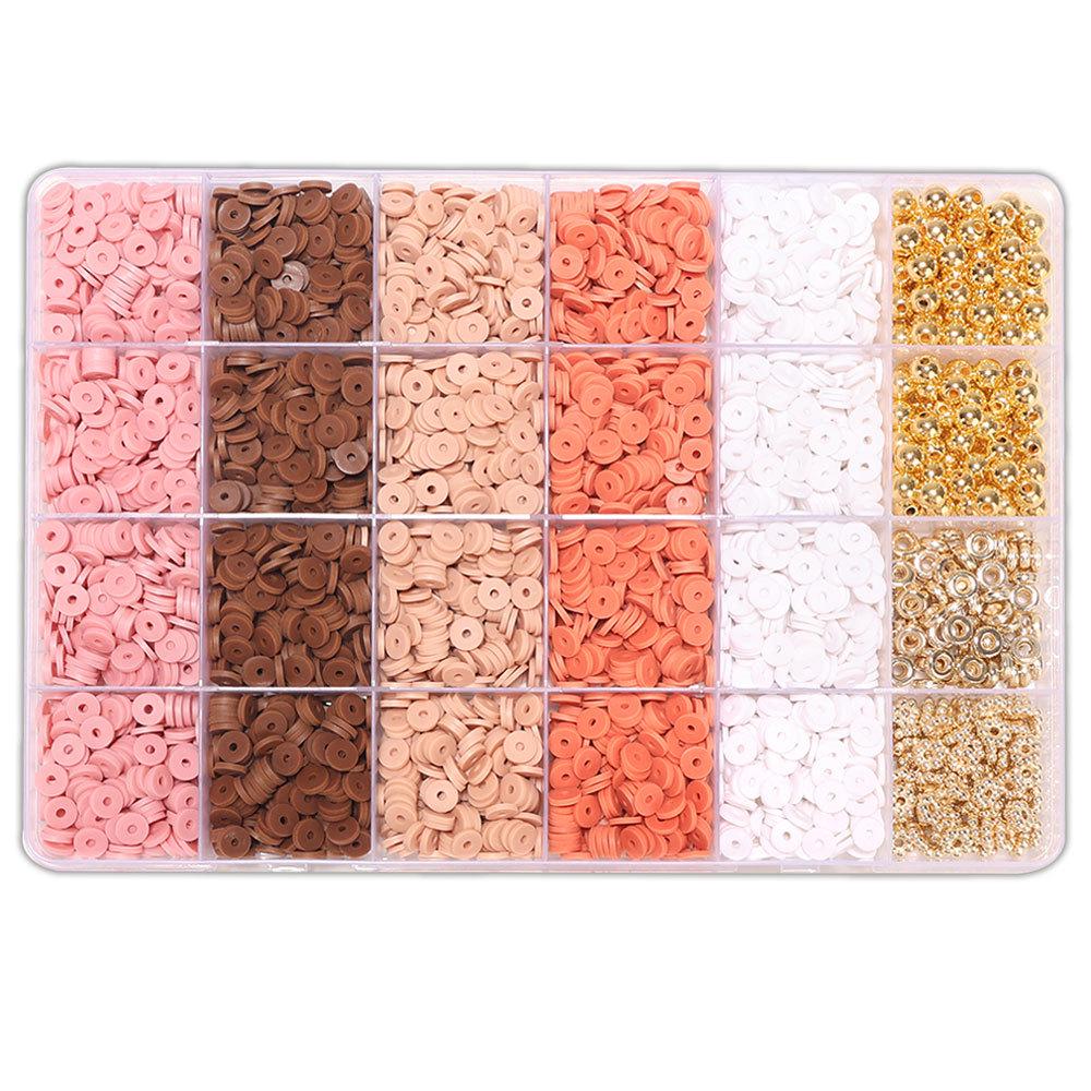 24-Grid Polymer Clay DIY Bracelet Kit with Gold Beads & Spacers