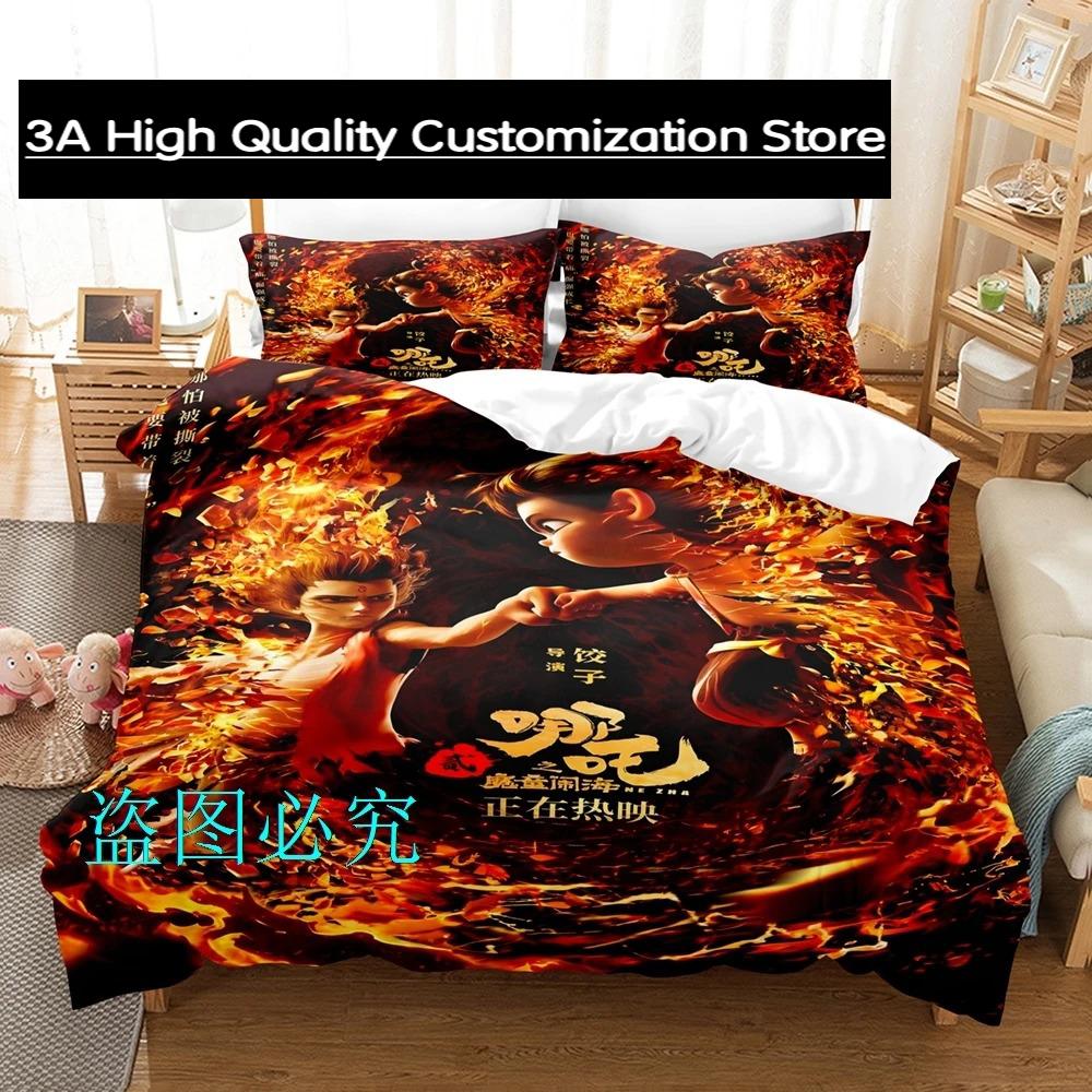 

Popular Anime Nezha 2 Bedding Set Single Twin Full Queen King Size Bed Set Adult Boys Bedroom Duvetcover Sets Anime EU Single(135*200cm)3pcs