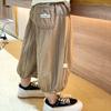 Children's Lightweight Spring Autumn Nine-Point Pants Elastic Waist Casual Loose Fit Comfortable Bottoms for Boys Girls