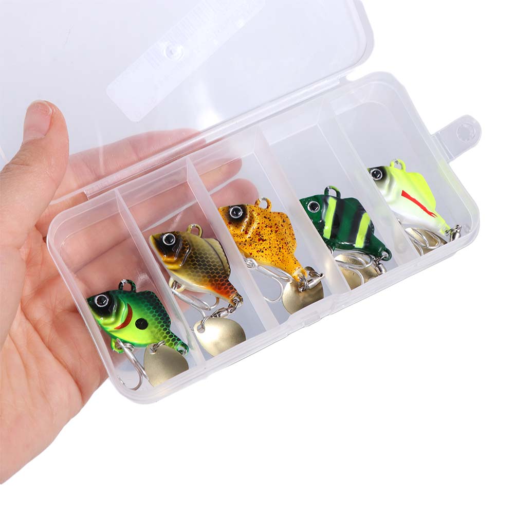5pcs with Box Fishing Lures Kit Rotating Glitter Fishing Lures Hooks Fishing Tool