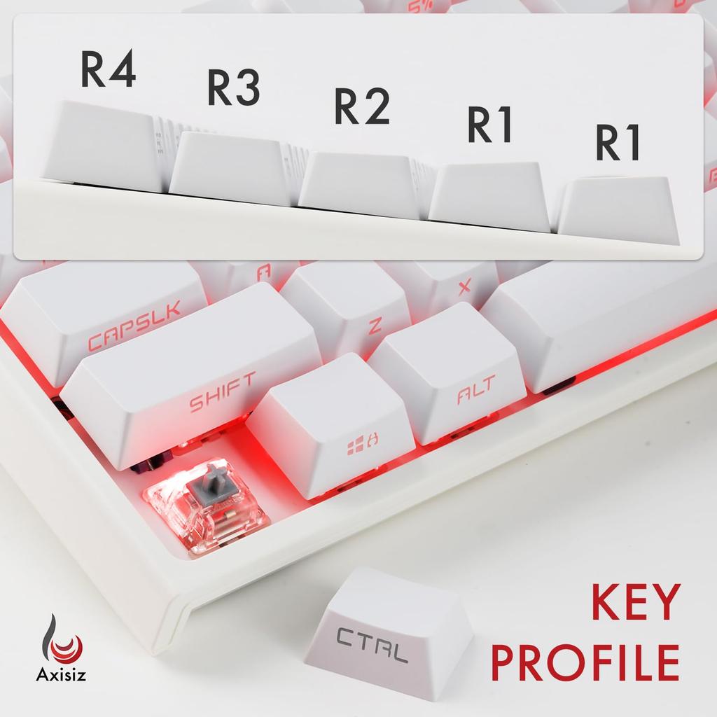 Axisiz Keycap Set for Gaming Mechanical To English Layout Custom Transparent LED Cherry MX Switch Compatible Keyboards, 100% 60% Support, Font,