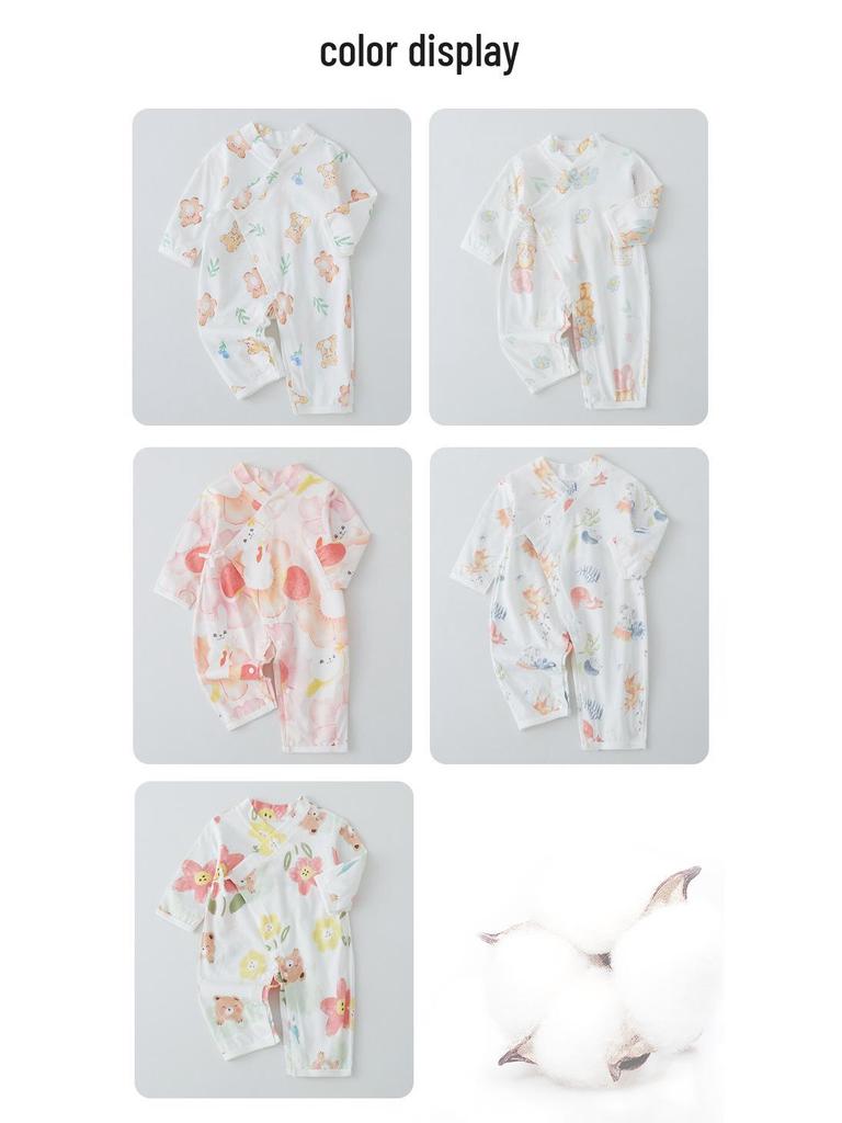 Long Sleeve A-Class Cotton Baby Romper - Thin Summer Style for Newborns
