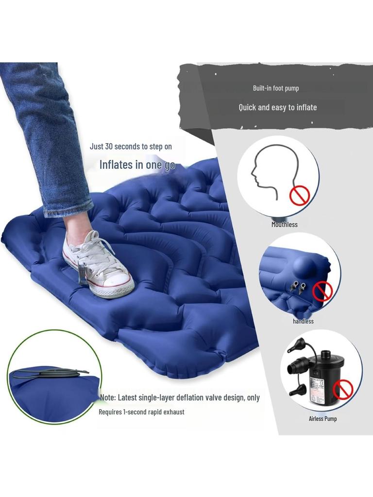 New Model Portable Inflatable Tent & Bed with Foot-Pump - Moisture-Proof Camping Air Pad, Outdoor Supplies.