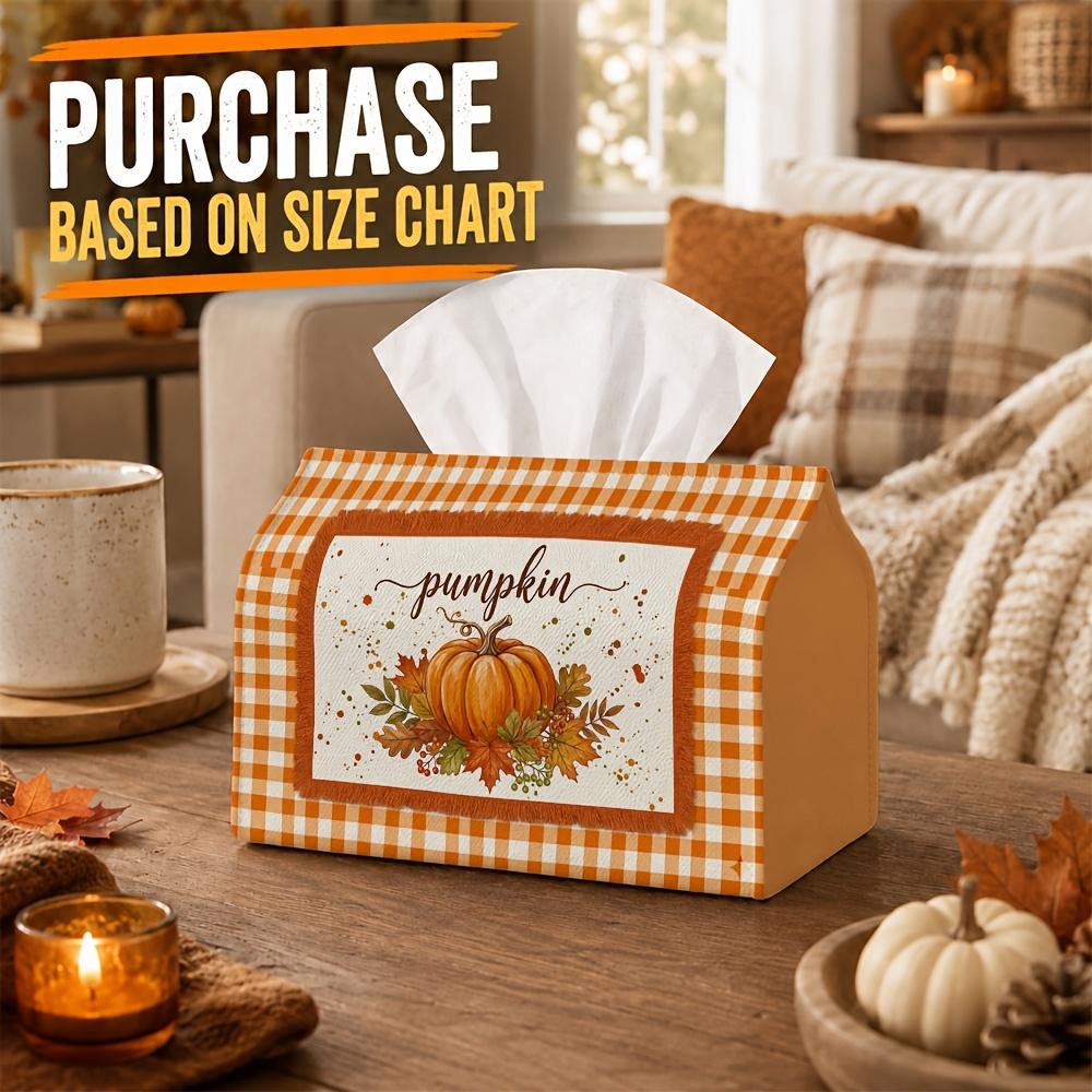 1pc Rustic Farmhouse Nature Tissue Box - Pumpkin Autumn Foliage Flora, Durable Napkin Organizer for Car, Kitchen, Dining, Home Decor - Decorative Tabl