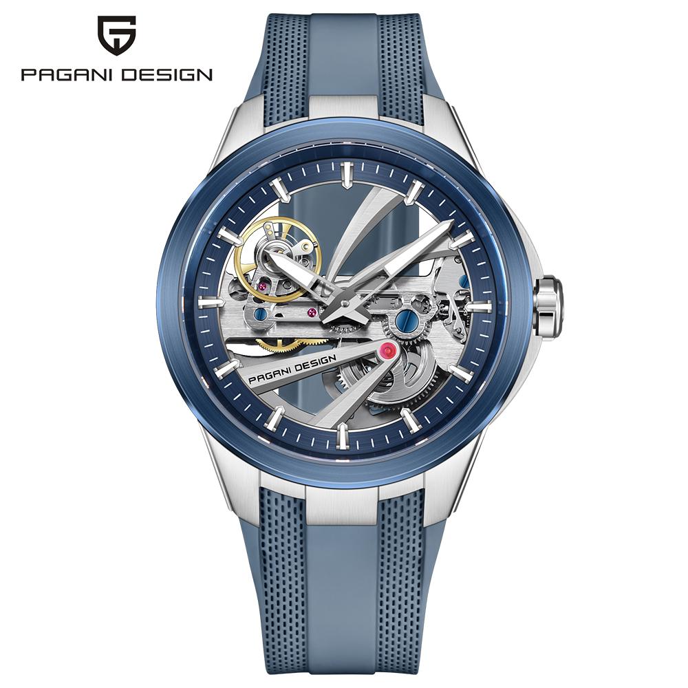 Pagani Design Men's Skeleton Hollow Automatic Mechanical Watch Luxury Sapphire Glass Stainless Steel Sports Watch Men's