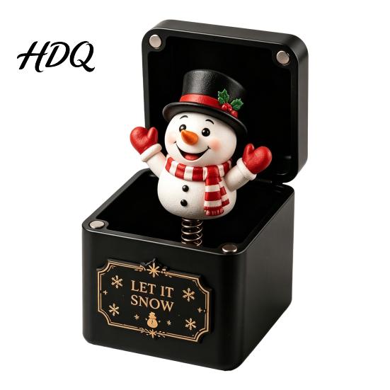 Christmas Tabletop Ornaments Magic Gift Box Spring-Loaded Pop-Up Holiday 3D Santa Snowman Reindeer Decor Claus Angel Elk Trick Box for Xmas Parties