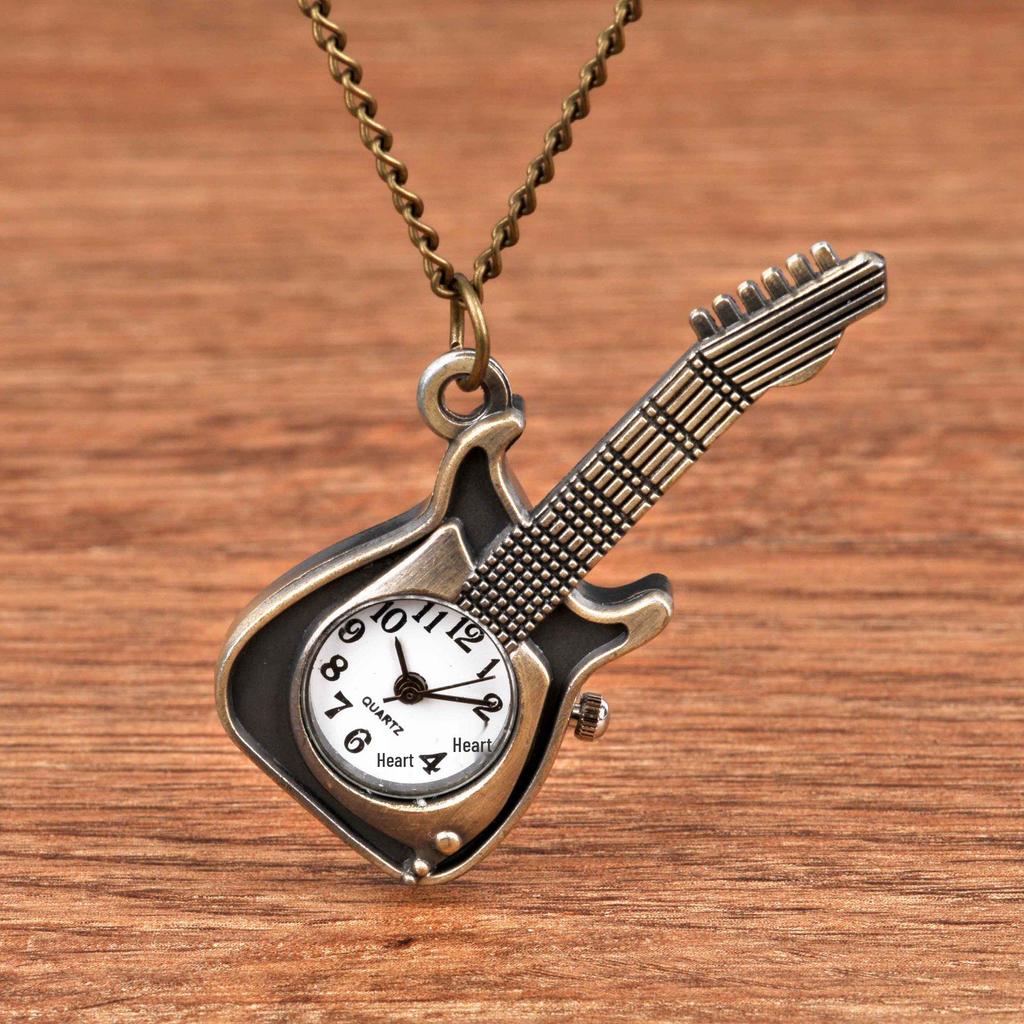 Bronze Guitar Pocket Watch 8892