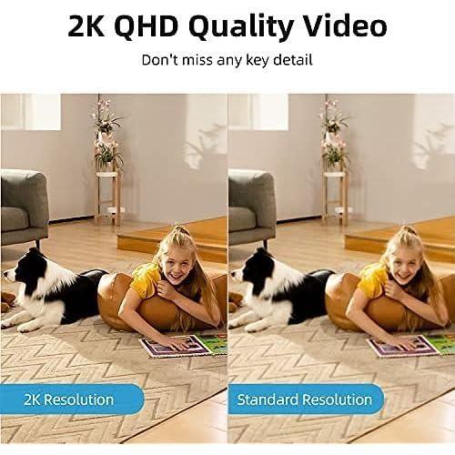 AOSU 2K Caméra Surveillance Intérieure WiFi, Vision Nocturne HD 10m, 5G-2.4 GHz WiFi, Détection Humaine AI, Camera IP 360°, Audio Bi
