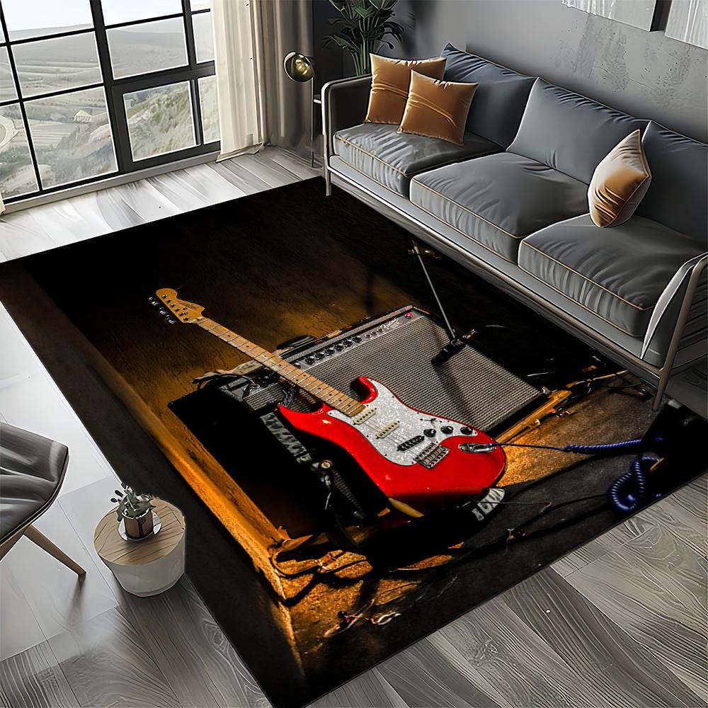 27 Styl Nowy Fender Retro Gitara Instrumenty Muzyka Dywan 3D do Salonu Sypialni Domu Dekoracja Sofy, Antypoślizgowa Mata Podłogowa