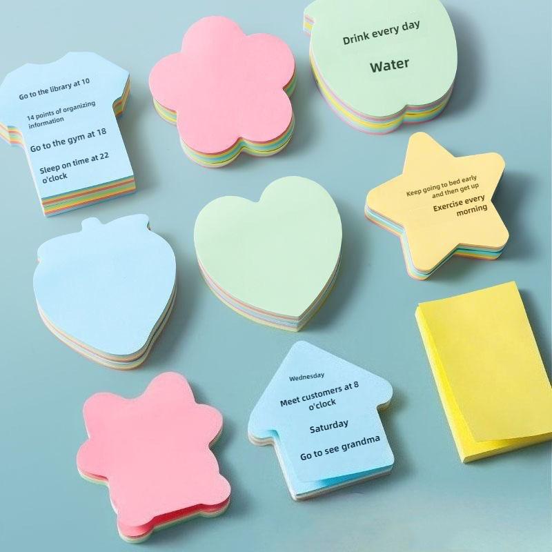 Geformtes Haftnotiz-Set - 100 Haftnotizen mit lustigem Design für Büro und Schule, wiederverwendbares selbstklebendes Notizpapier mit niedlichen Mustern