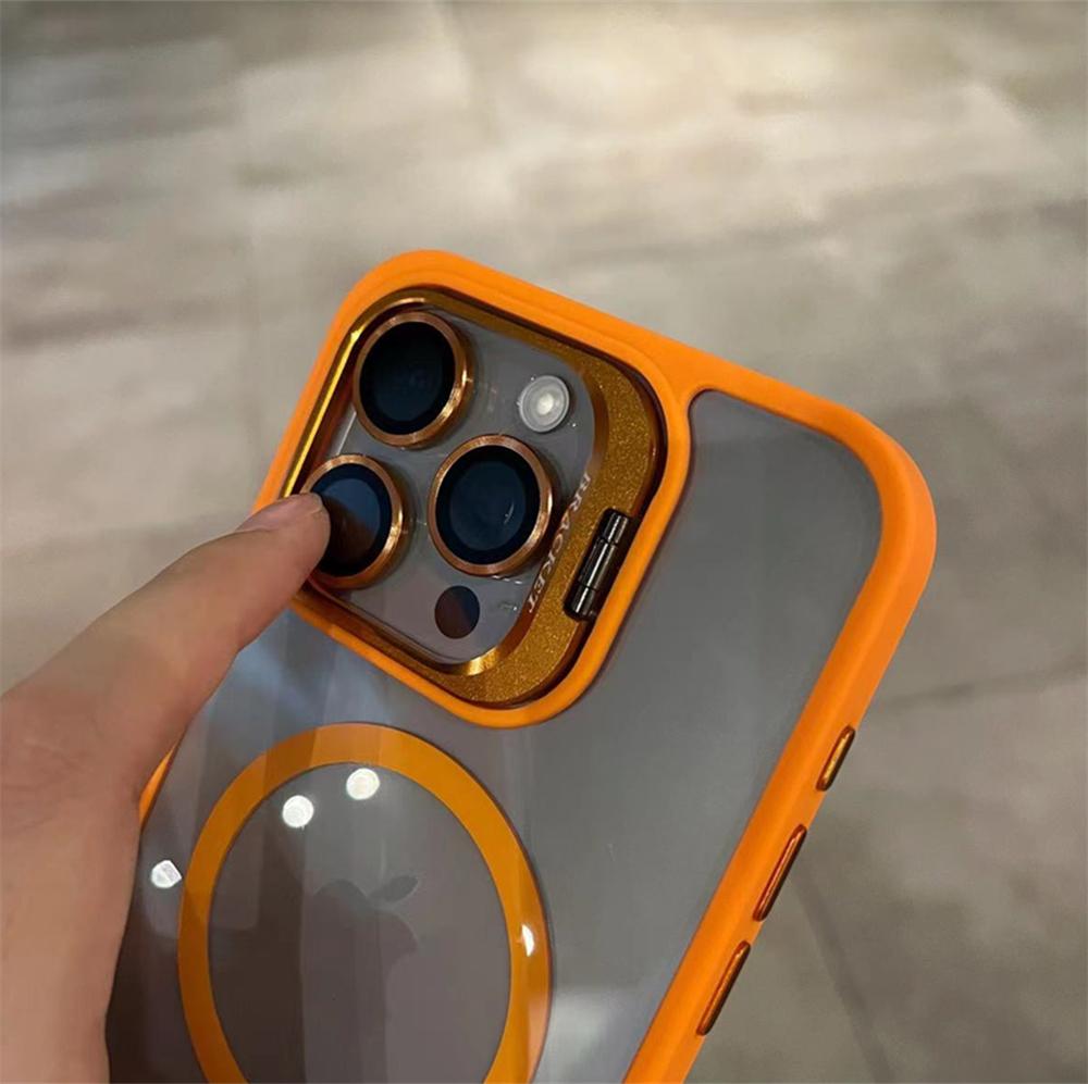 Luxury Magnetic Shockproof Phone Case For iPhone 16 15 14 13 12 11 Pro Max 14 15 16 Plus Funda Stand Glass Lens Protection Cover