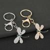 Bag Pendant Rhinestones Dragonfly Charm Zinc Alloy Keychain Pendant Electroplated Finish Easy Hang Lobster Clasp Key