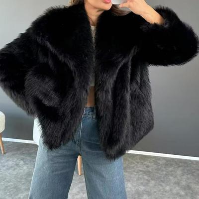 Γυναικείο μπουφάν Lady Thick Jacket Faux Fur Γυναικείο μπουφάν με γυριστό γιακά Άνετο πανωφόρι για φορέματα Celebrity Style Ζεστό παλτό για εξωτερικούς χώρους