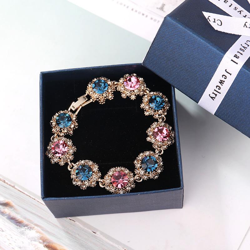 Super Flash Rhinestone Retro Bracelet Women's Fashion Crystal Hand Jewelry Gift Internet Celebrity Bracelet Atmospheric Bracelet Bracelet