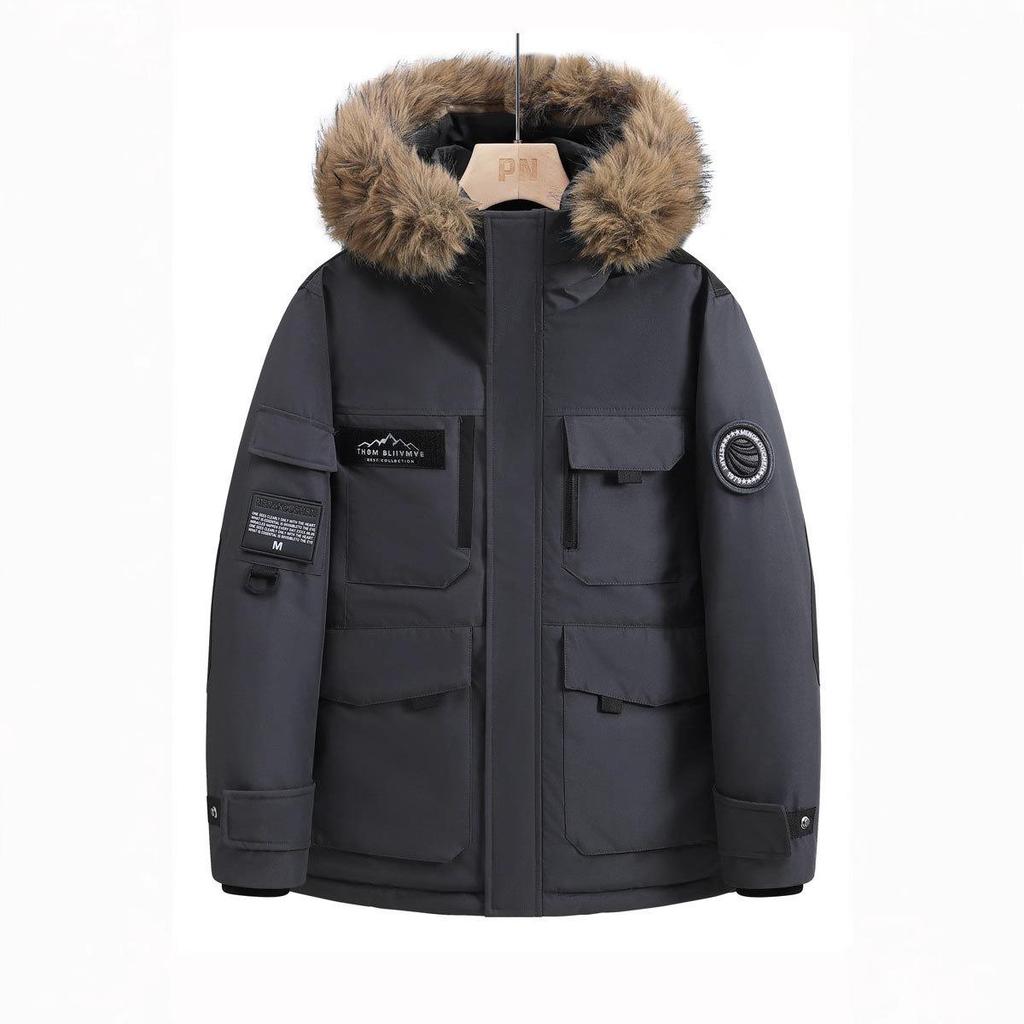 Warm Fur Collar Down Jacket for Men & Women - Short Winter Coat for Extreme Cold, Outdoor & Casual Wear