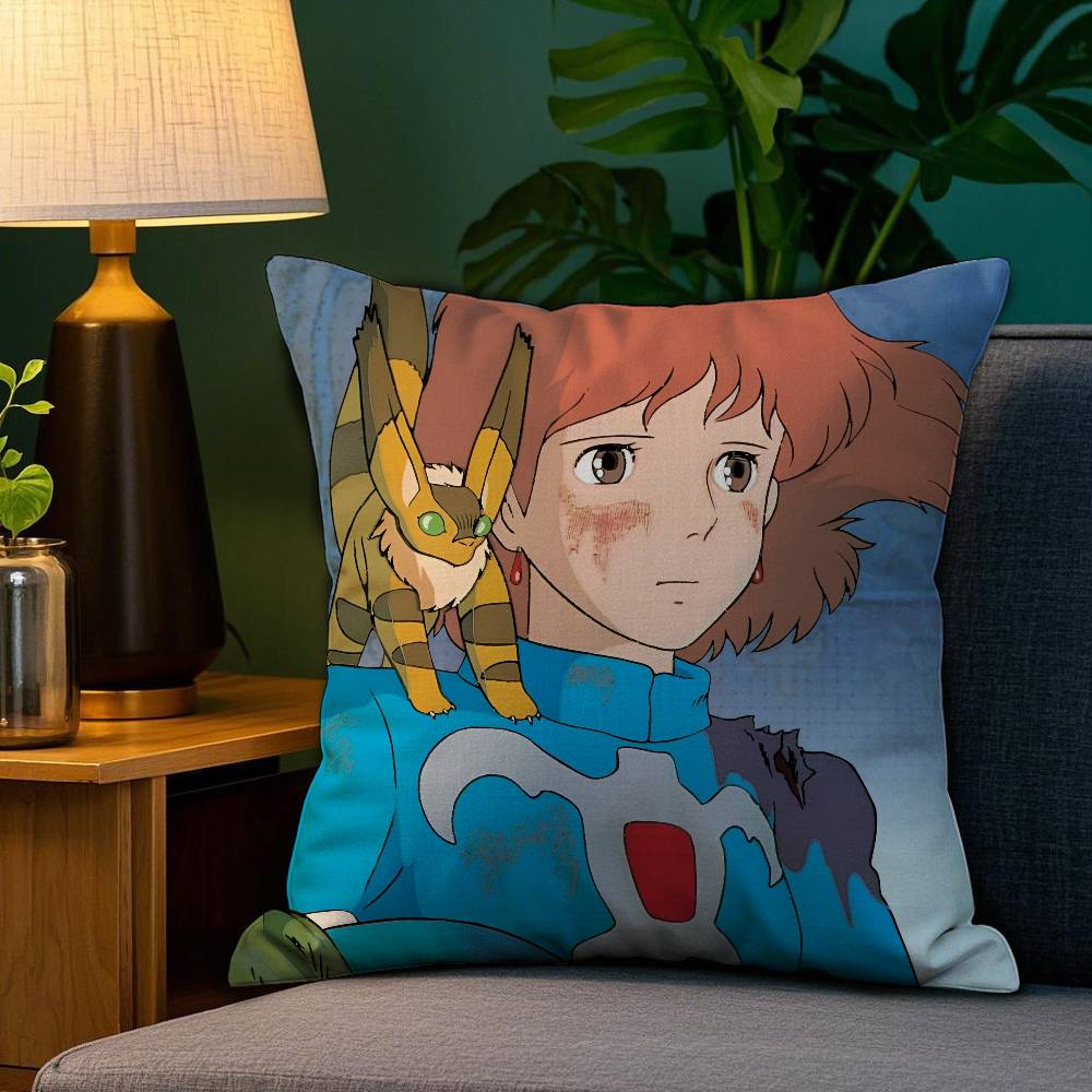 Anime V-Valley of the W-Wind Cartoon Pillow Case Anti-dustmite Pillowcase Invisible Zipper Silky Short Plush Sofa Cushion Cover