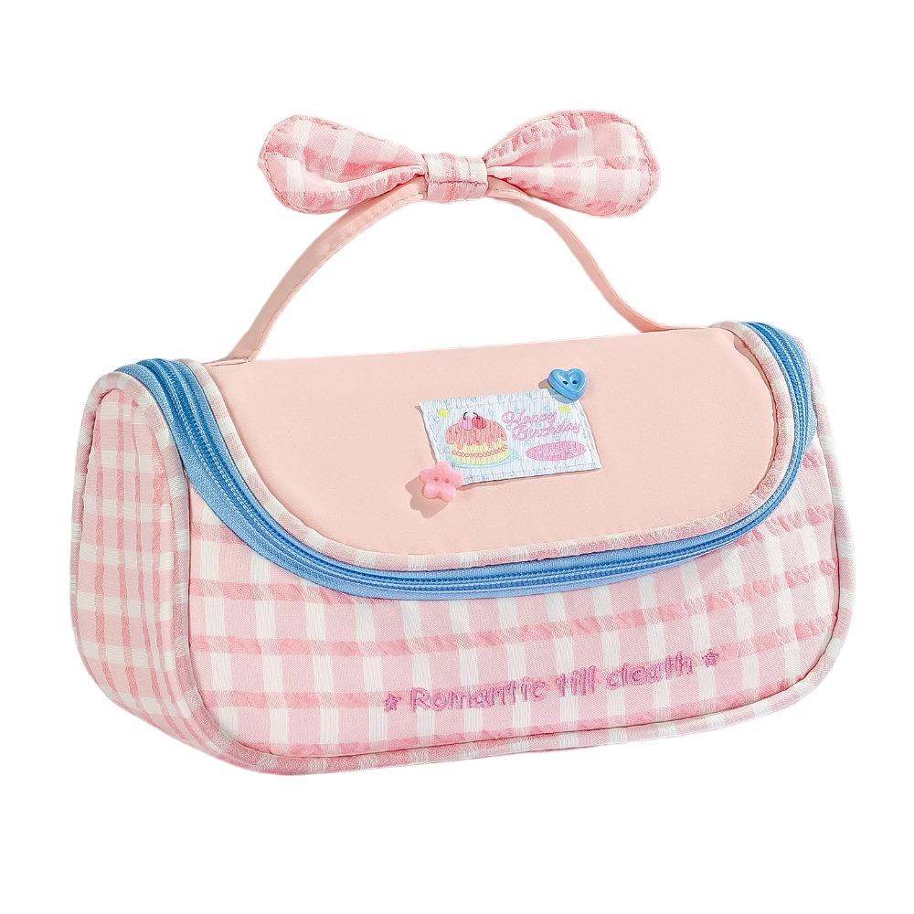 Y2k Print Korean Style Pen Bag Plaid Grids Pencil Pouch Cloth Stationery Bag Stationery Supplies