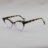2025 Summer Handmade Design Fashion Colored Cat Eye Acetate Women Eyeglass Frames Circular Reading Myopia Optical Flat Glasses