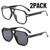 2PACK Vintage Double Bridge Black Sunglasses Women Oversized Square Frame Luxury Shades Sun Glasses Female Pilot Eyewear