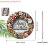 Merry Christmas Wooden Sign with Gingerbread Man & Santa Claus Pattern - Navidad Round Sign for Fornt Door, Wall Decor - Ideal Christmas Decoration