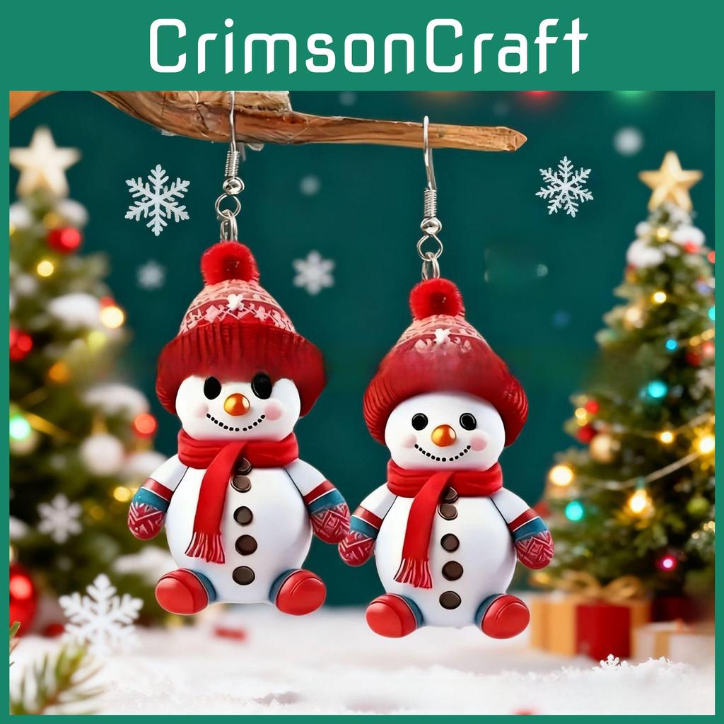 Christmas Snowman Jewelry With Acrylic Material And Cartoon Style For Festive Occasions