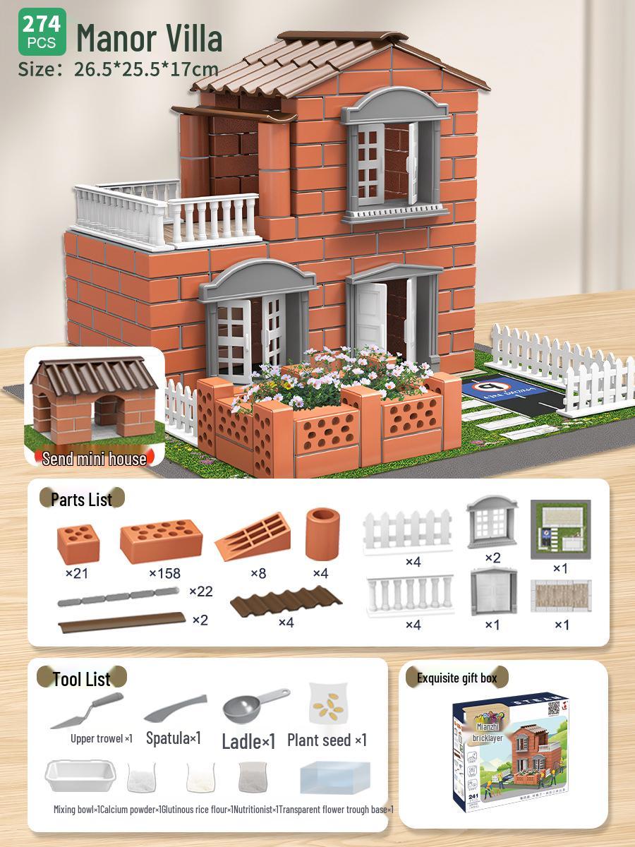 

Міні Цегляр DIY Кабіна Вілла Модель Будівельний Набір для Дітей
