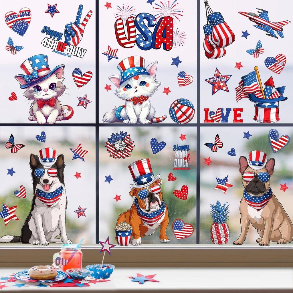 9 Sheets Summer Window Clings Stickers Double-Sided Window Decals Tropical Flamingo Green Plants Coconut Tree Designs Summer Hawaii Colorful Flower