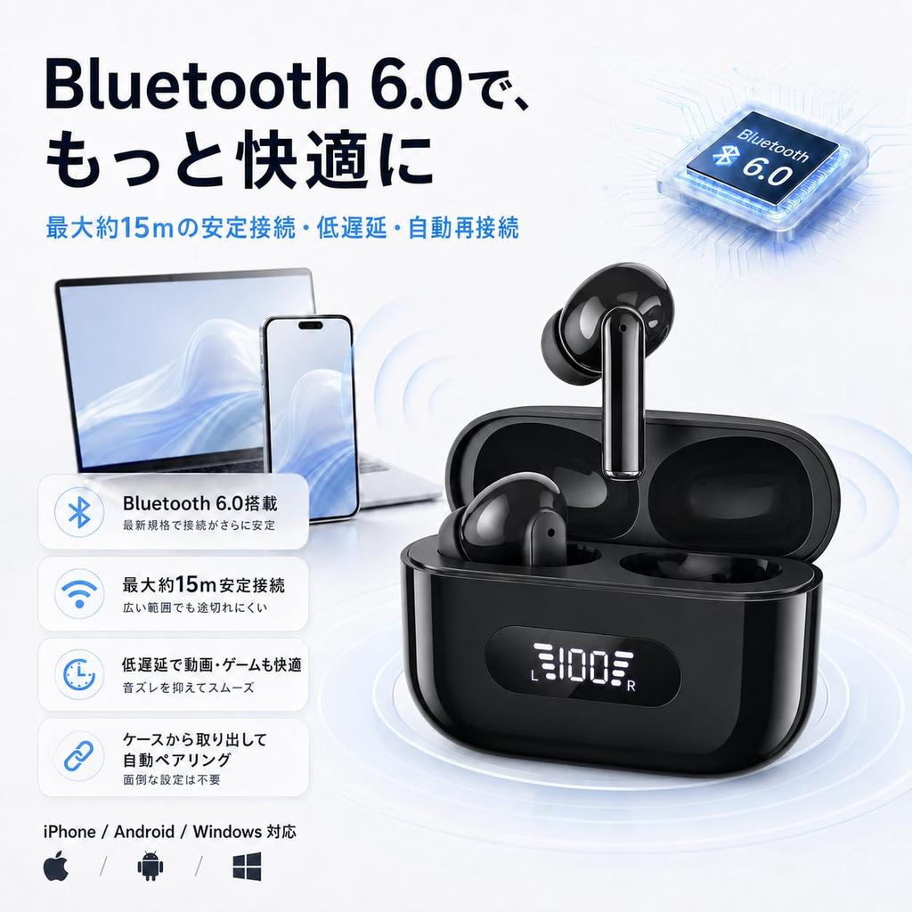 Bluetooth Wireless ENC IPX7 Up To 60 Hours Sound Low Latency Earphones, 6.0+EDR, Calling, Waterproof, Playback, In-Ear Type, Hi-Fi Quality,