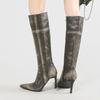 Eleganckie Szpiczaste Buty do Kolan z Bocznym Zamkiem Damskie Jesień Zima Retro Buty Rycerskie Wygodne Wodoodporne Botas Largas Mujer