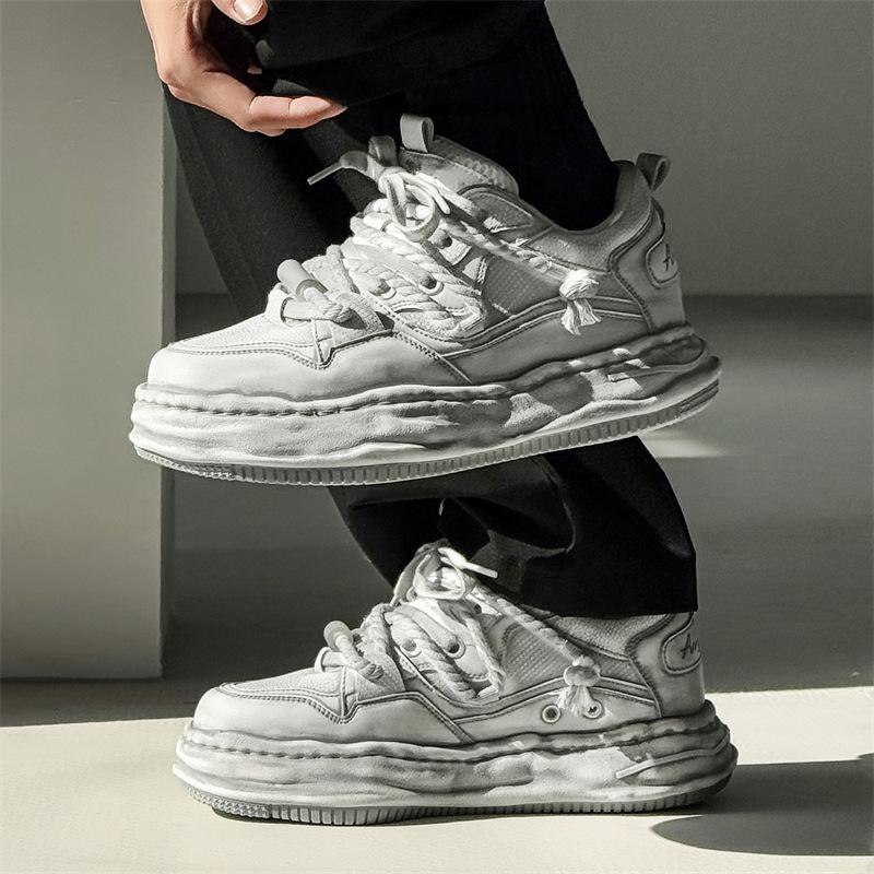 Women Shoes Men Vintage Y2K Dirty White Punk Hip-hop Skateboard Shoes Unisex Fashion Sneakers Couples Outdoor Sports Casual Shoe