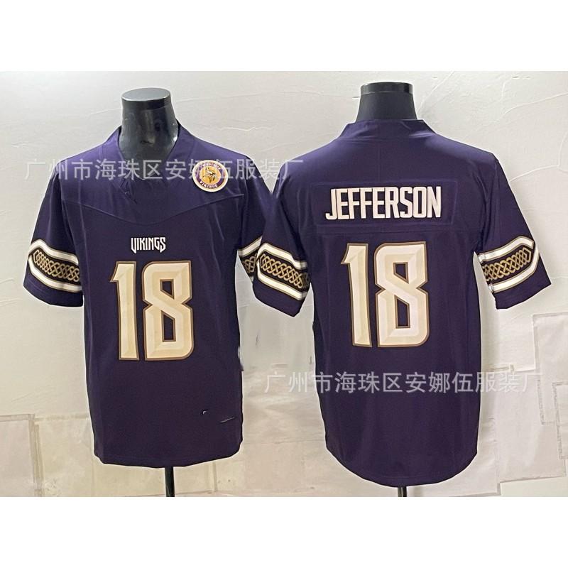 2026 Vikings Fotbalový dres 22 18 Krátký rukáv Vyšívaný Tým Sportovní košile