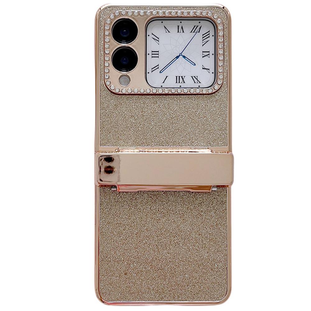 

For Huawei nova Flip 5G Case Hinge Protection Rhinestone Glitter PC Phone Cover Gold
