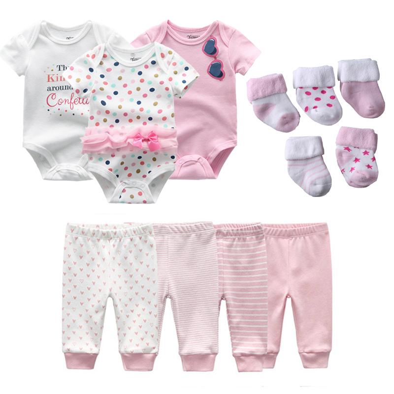 

Kiddiezoom комплект одежды для новорожденных, комплект из 3 предметов, комбинезон для малышей с героями мультфильмов + 4 шт., хлопковые штаны + 5 пар носков, одежда для маленьких мальчиков и девочек 0-3Months