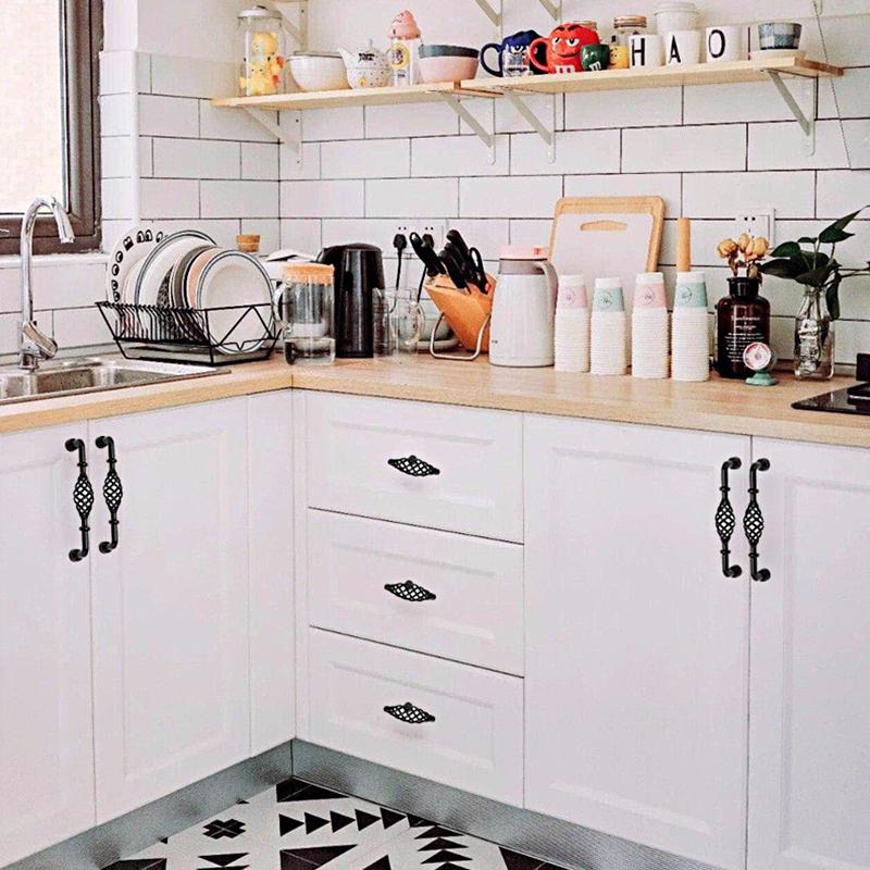 1 buc mânere de dulap de bucătărie durabile în formă de colivie pentru păsări, mânere de sertar vintage, buton negru pentru mobilier, mâner gol, instalare ușoară