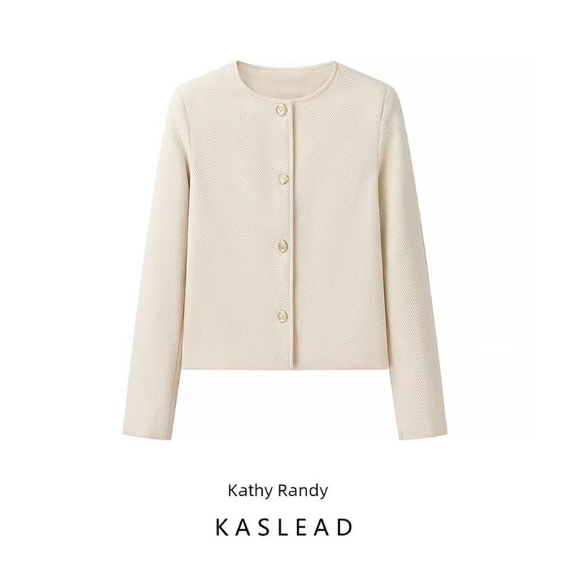 Kaslead New Arrival Women's Clothing Fashion Style Stylish Simple and Versatile Elegant Classic Style Crew Neck Coat