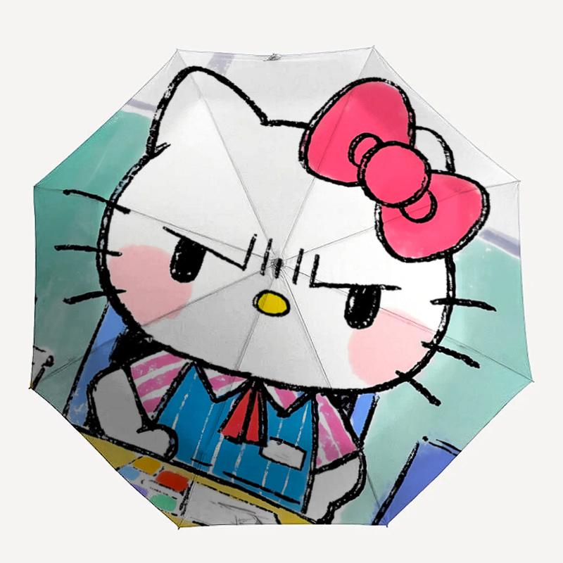 1pc Hello Kitty Automatic Opening/Closing Umbrella with Foldable Design, 8-Rib Iron Frame, Outdoor Use, Perfect Gift for Fans, Travelers, Daily Use, S