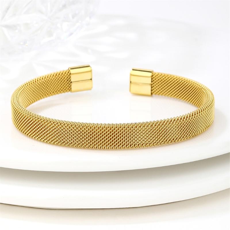 Edelstahl C-förmiges Netz Offenes Armreif Armband Modeschmuck Geschenk Unisex C-förmiger Armreif für Damen Herren