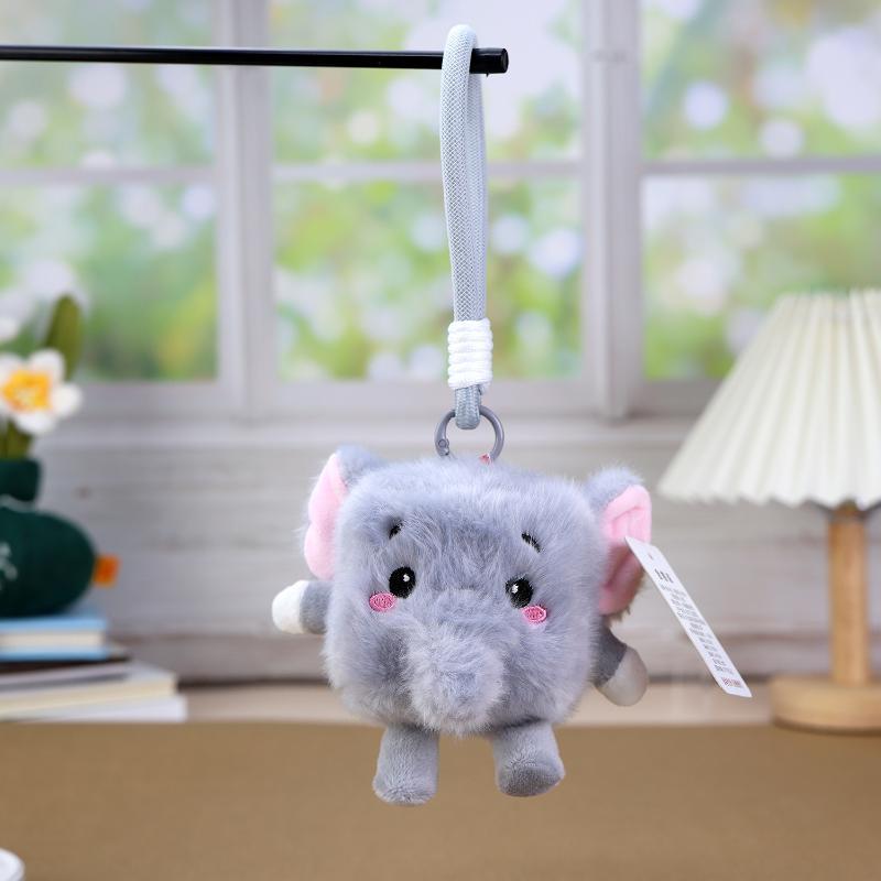 Square Plush Toys Pendant Fruit Animal Keychain Kawaii Backpack Decor Toys Adorably Car Key Holder Creative Birthday Gifts