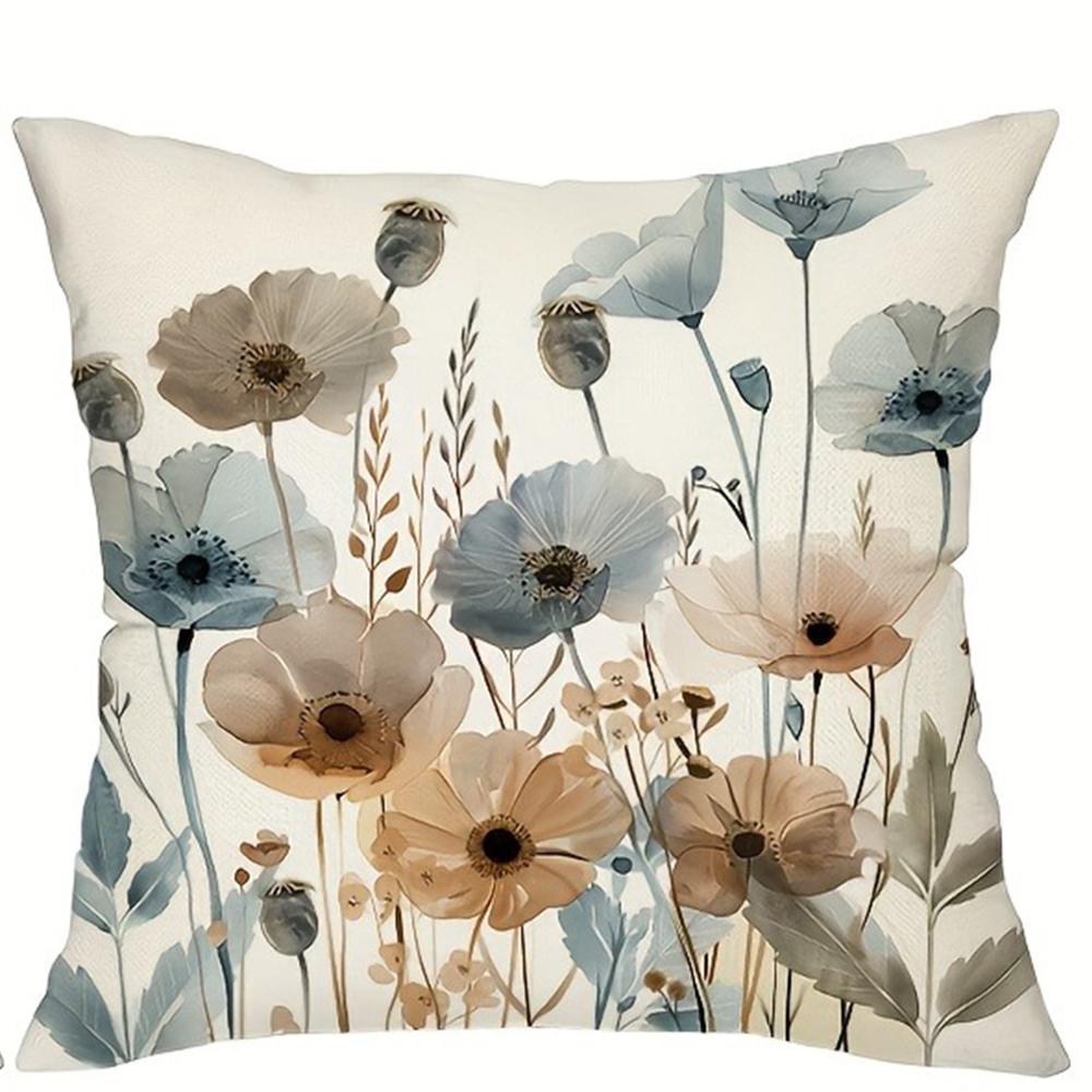 Neutral watercolor floral pattern printing pillowcase living room sofa cushion cover home bedroom room decoration 45x45cm