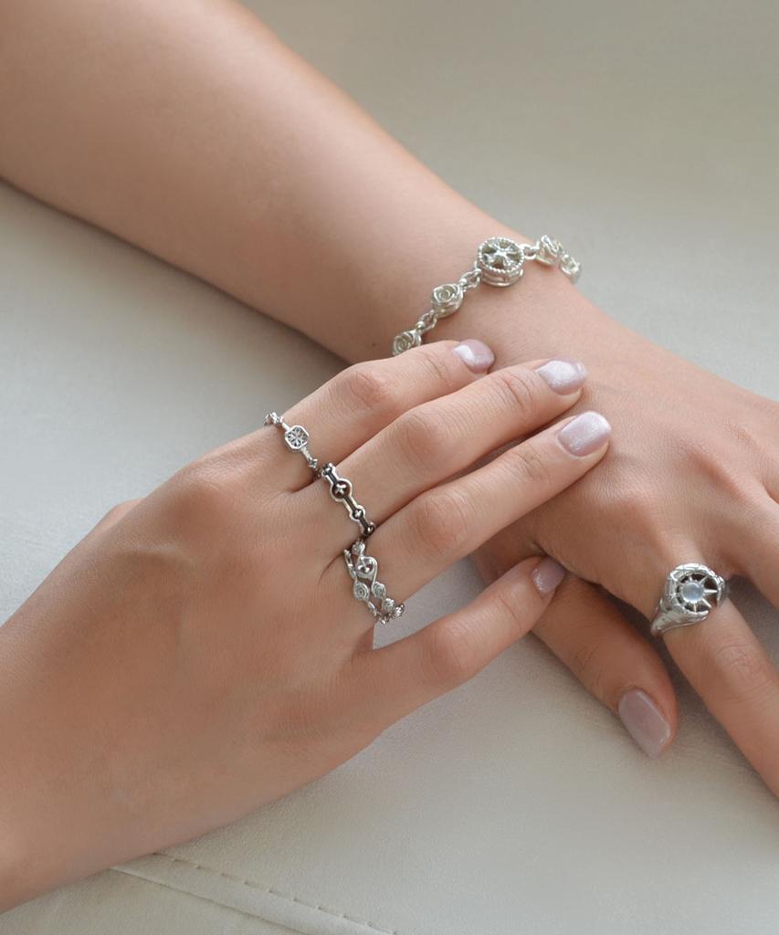 Vivus Ventana Diamant Slim White Gold Silver Ring